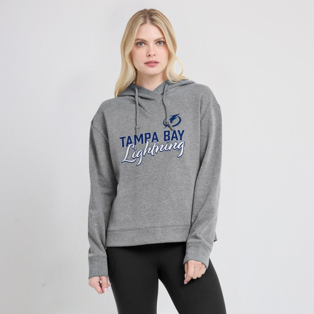 Tampa Bay Lightning Fanatics Women's Script Favorite Pullover Hoodie - Heather Gray - NHL 5025726