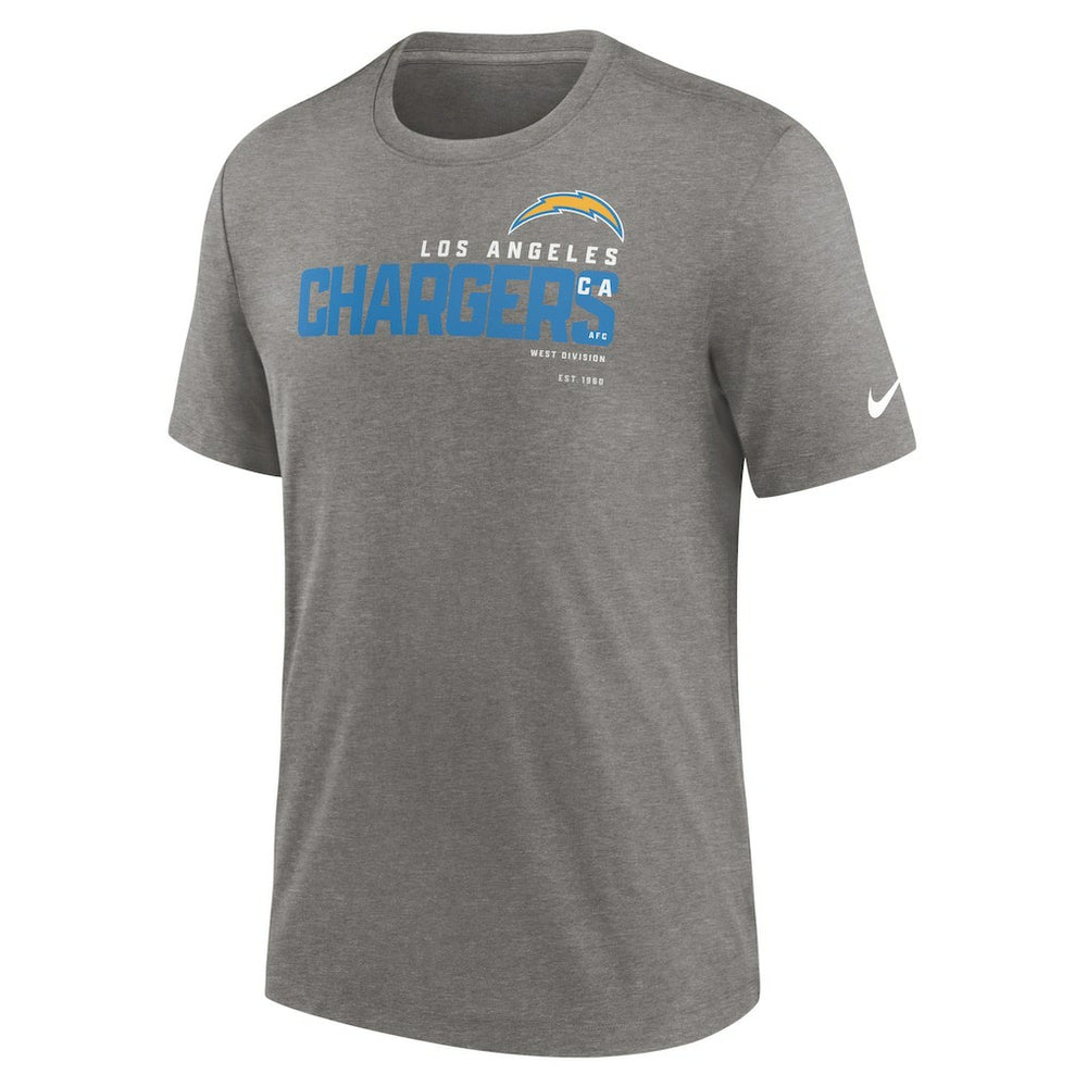 Nike Los Angeles Chargers Team Tri-Blend T-Shirt Heather Charcoal