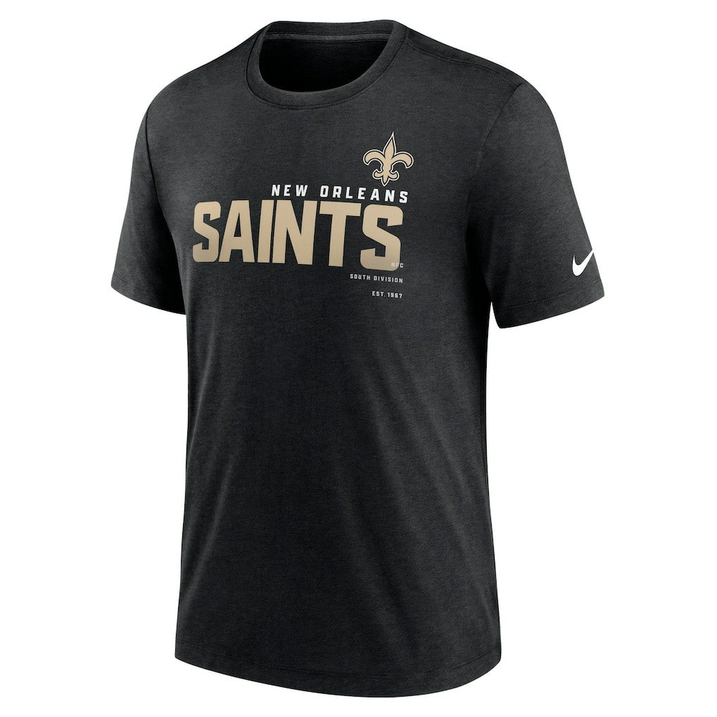 Nike New Orleans Saints Team Tri-Blend T-Shirt Heather Black