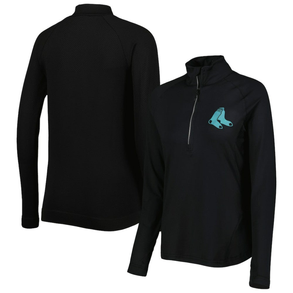 Boston Red Sox Levelwear Women's Energy Quarter-Zip Jacket - Black - MLB Discount