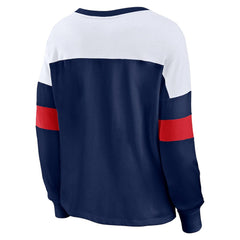 Boston Red Sox Fanatics Women's Even Match Lace-Up Long Sleeve V-Neck T-Shirt - Navy/White - Fanatics Online