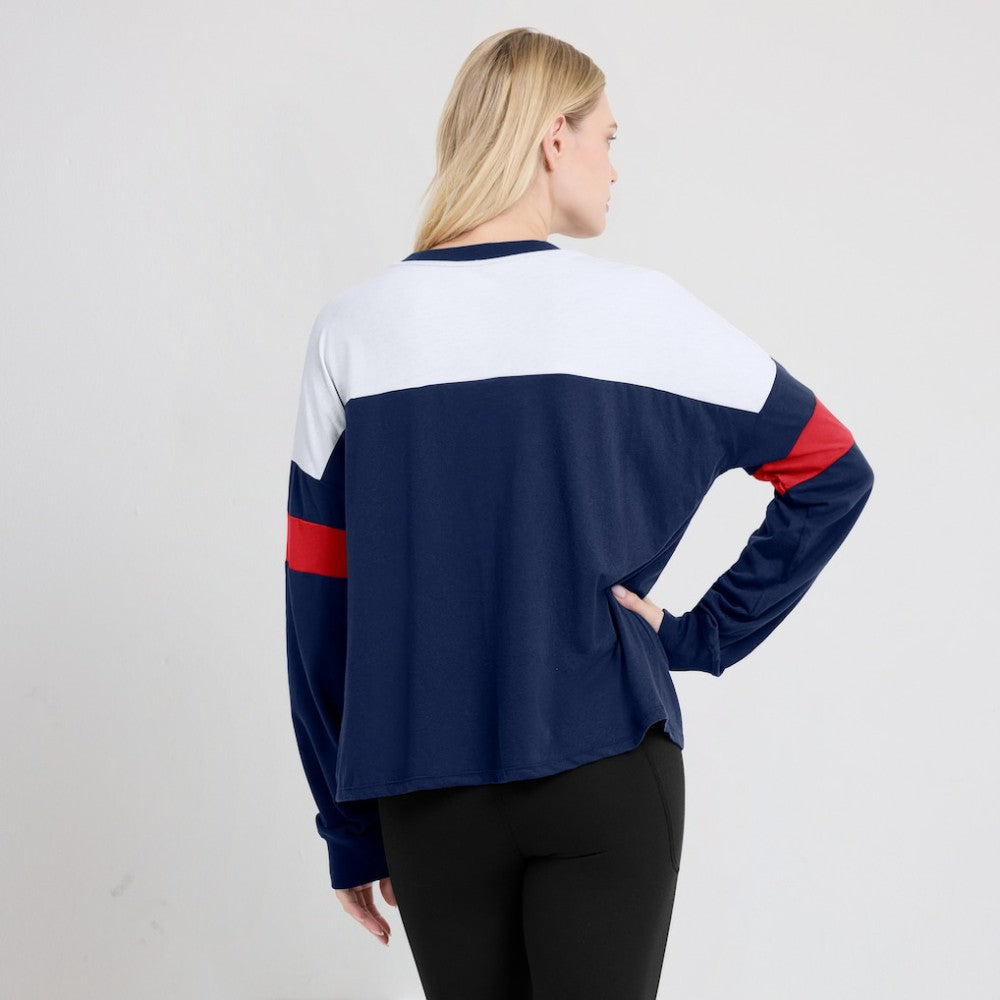 Boston Red Sox Fanatics Women's Even Match Lace-Up Long Sleeve V-Neck T-Shirt - Navy/White - Fanatics Online