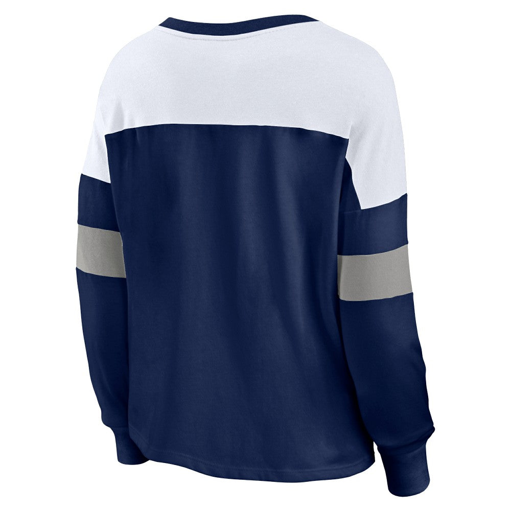 Milwaukee Brewers Fanatics Women's Even Match Lace-Up Long Sleeve V-Neck T-Shirt - Navy/White - Fanatics Online