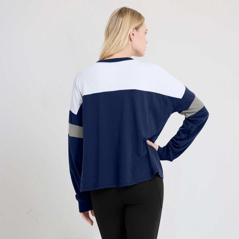 Milwaukee Brewers Fanatics Women's Even Match Lace-Up Long Sleeve V-Neck T-Shirt - Navy/White - Fanatics Online