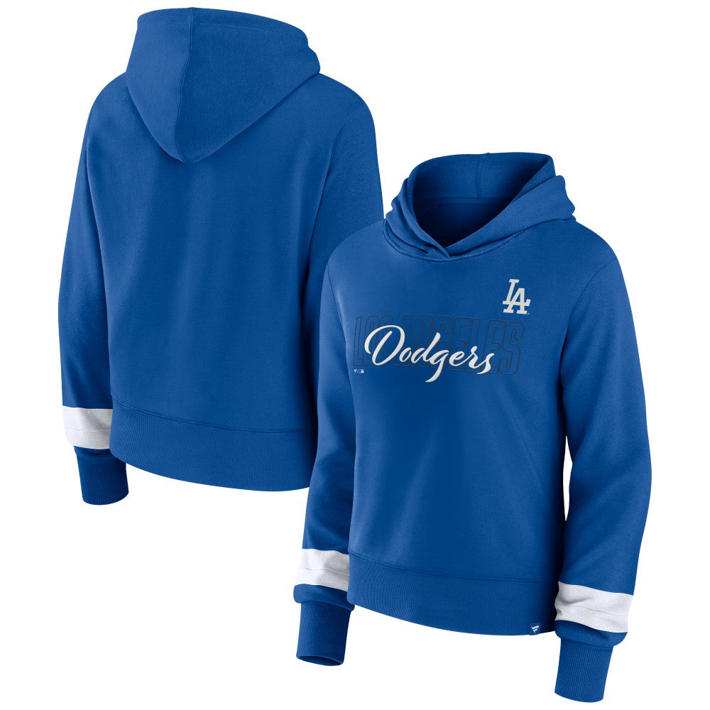 Los Angeles Dodgers Fanatics Women's Over Under Pullover Hoodie - Royal - Fanatics Lifestyle