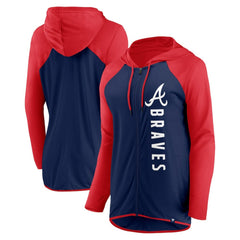 Atlanta Braves Fanatics Women's Forever Fan Full-Zip Hoodie Jacket - Navy/Red - Fanatics Discount