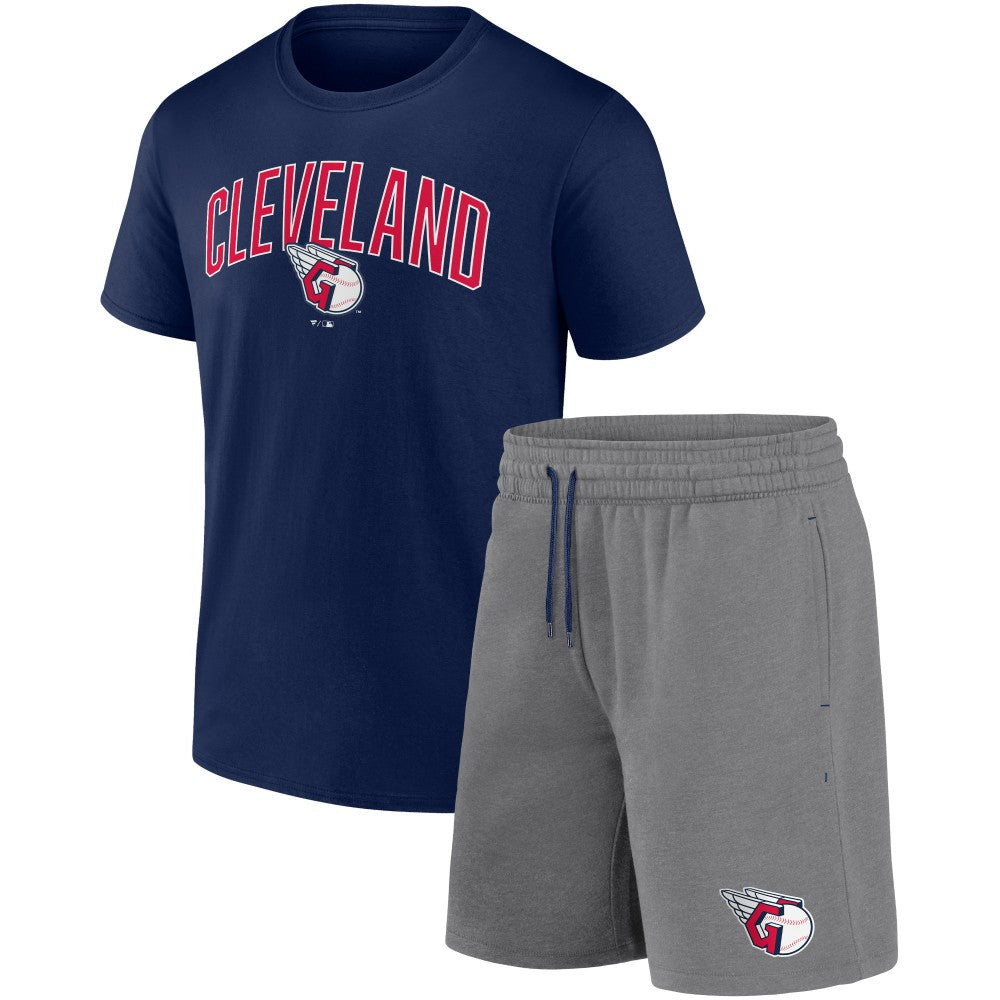 Cleveland Guardians Fanatics Arch T-Shirt & Shorts Combo Set - Navy/Heather Gray - Fanatics on Sale