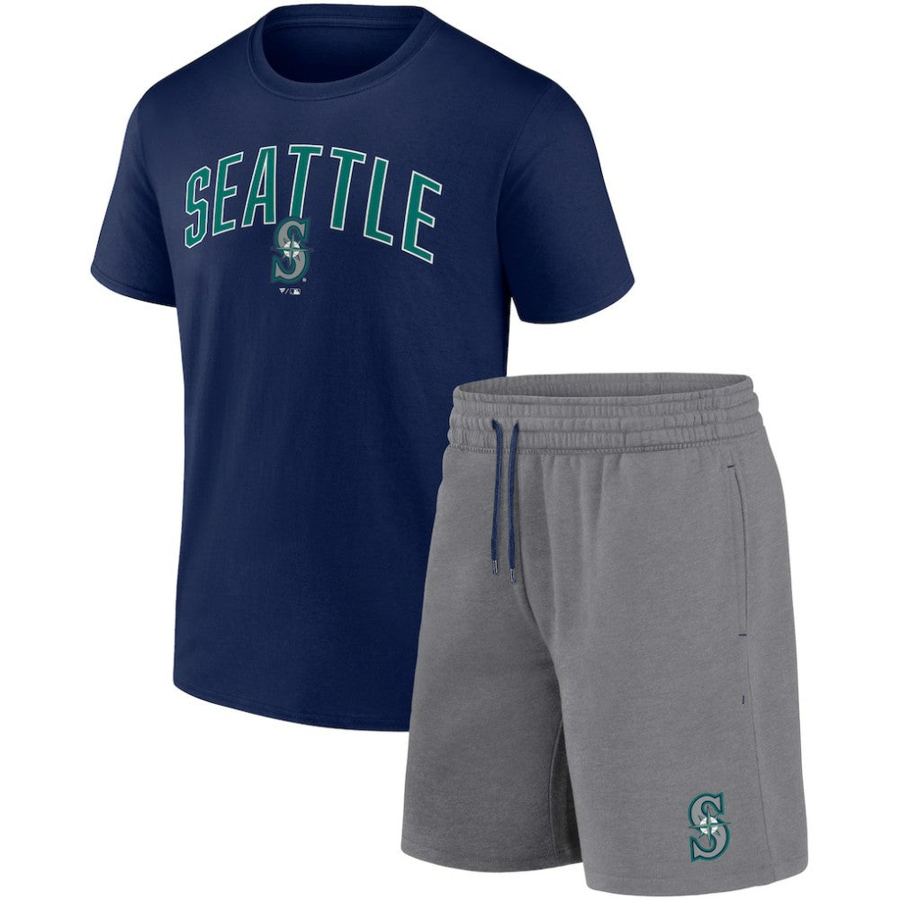 Seattle Mariners Fanatics Arch T-Shirt & Shorts Combo Set - Navy/Heather Gray - Fanatics Sale