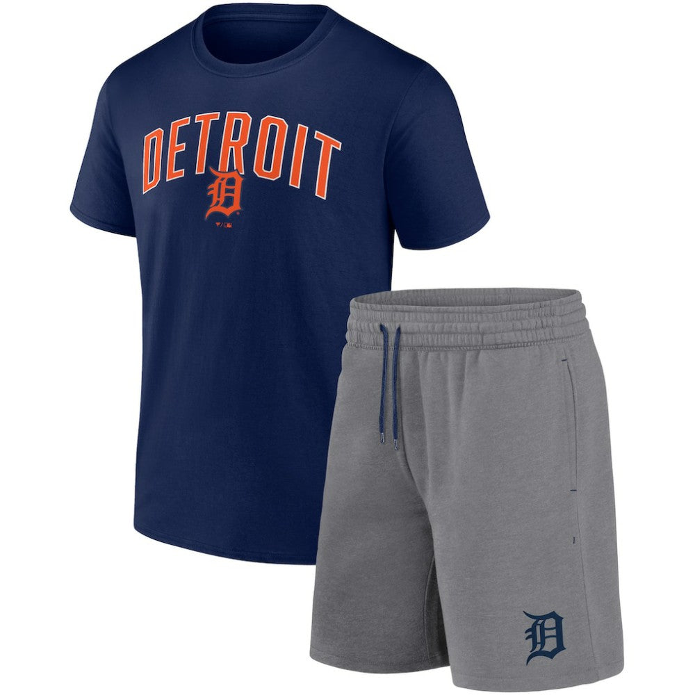 Detroit Tigers Fanatics Arch T-Shirt & Shorts Combo Set - Navy/Heather Gray - Fanatics on Sale