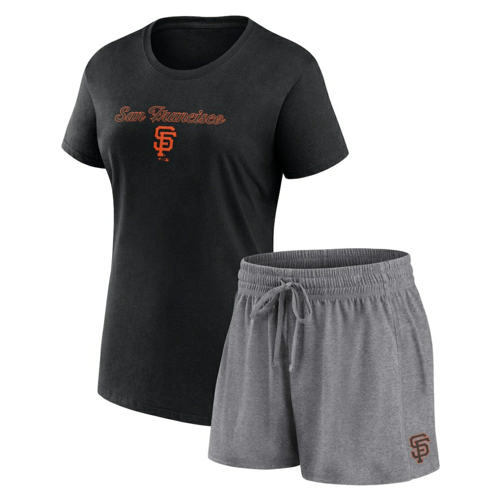 San Francisco Giants Fanatics Women's Script T-Shirt & Shorts Combo Set - Black/Gray - Fanatics on Sale