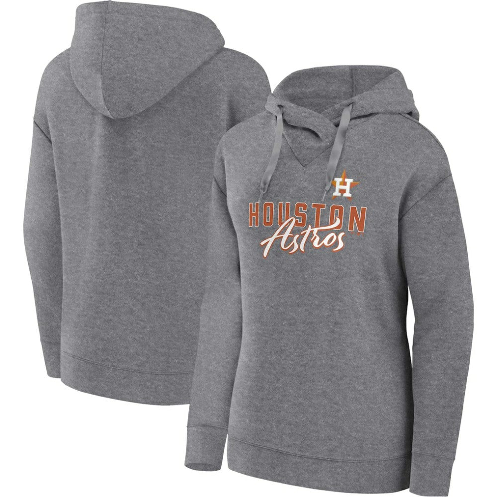 Houston Astros Fanatics Women's Script Favorite Lightweight Pullover Hoodie - Heather Gray - Fanatics Discount
