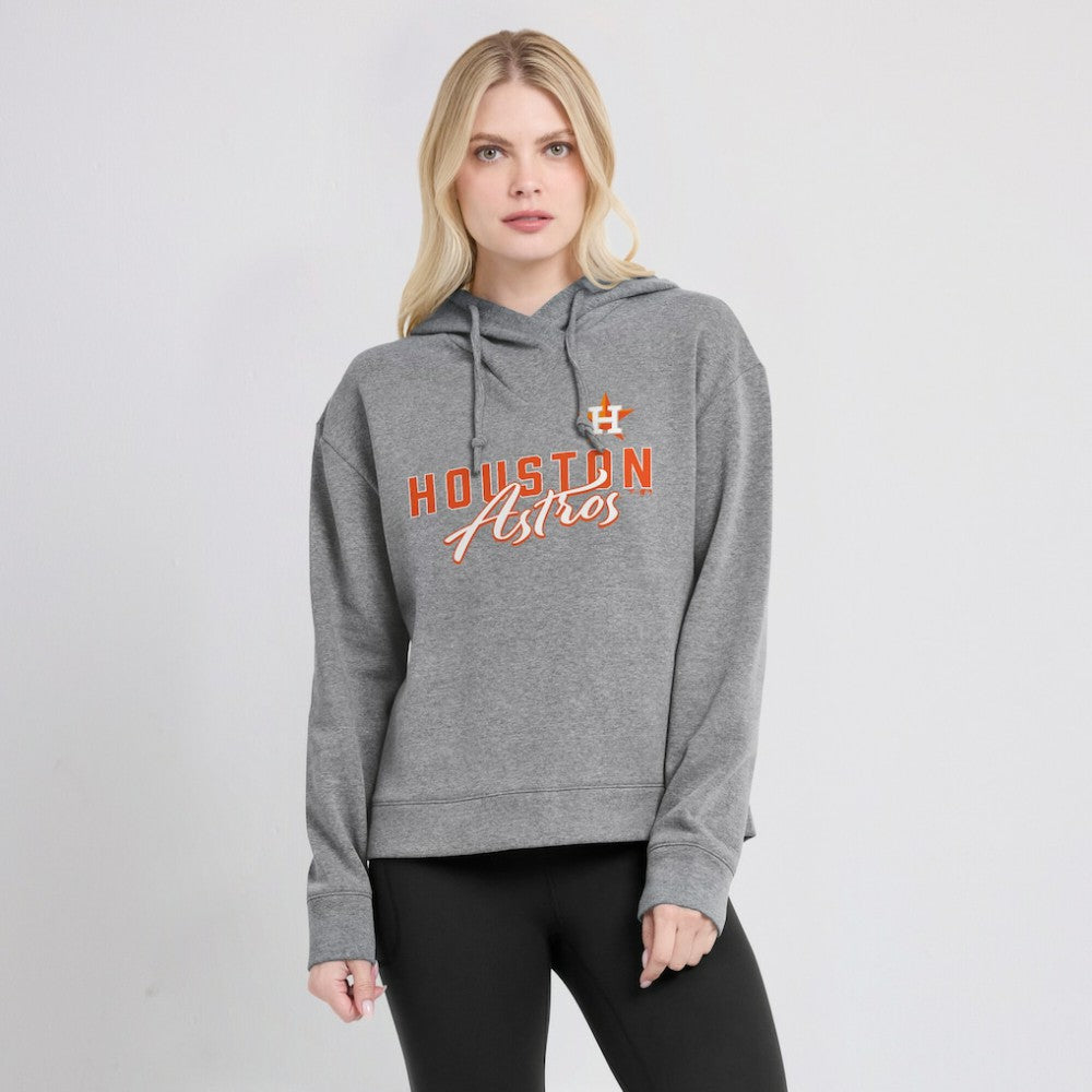 Houston Astros Fanatics Women's Script Favorite Lightweight Pullover Hoodie - Heather Gray - Fanatics Discount