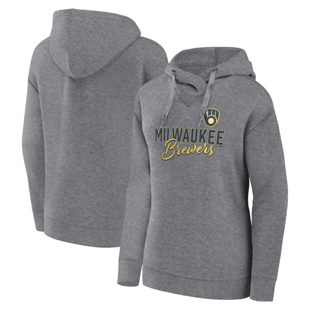 Milwaukee Brewers Fanatics Women's Script Favorite Lightweight Pullover Hoodie - Heather Gray - Fanatics Discount