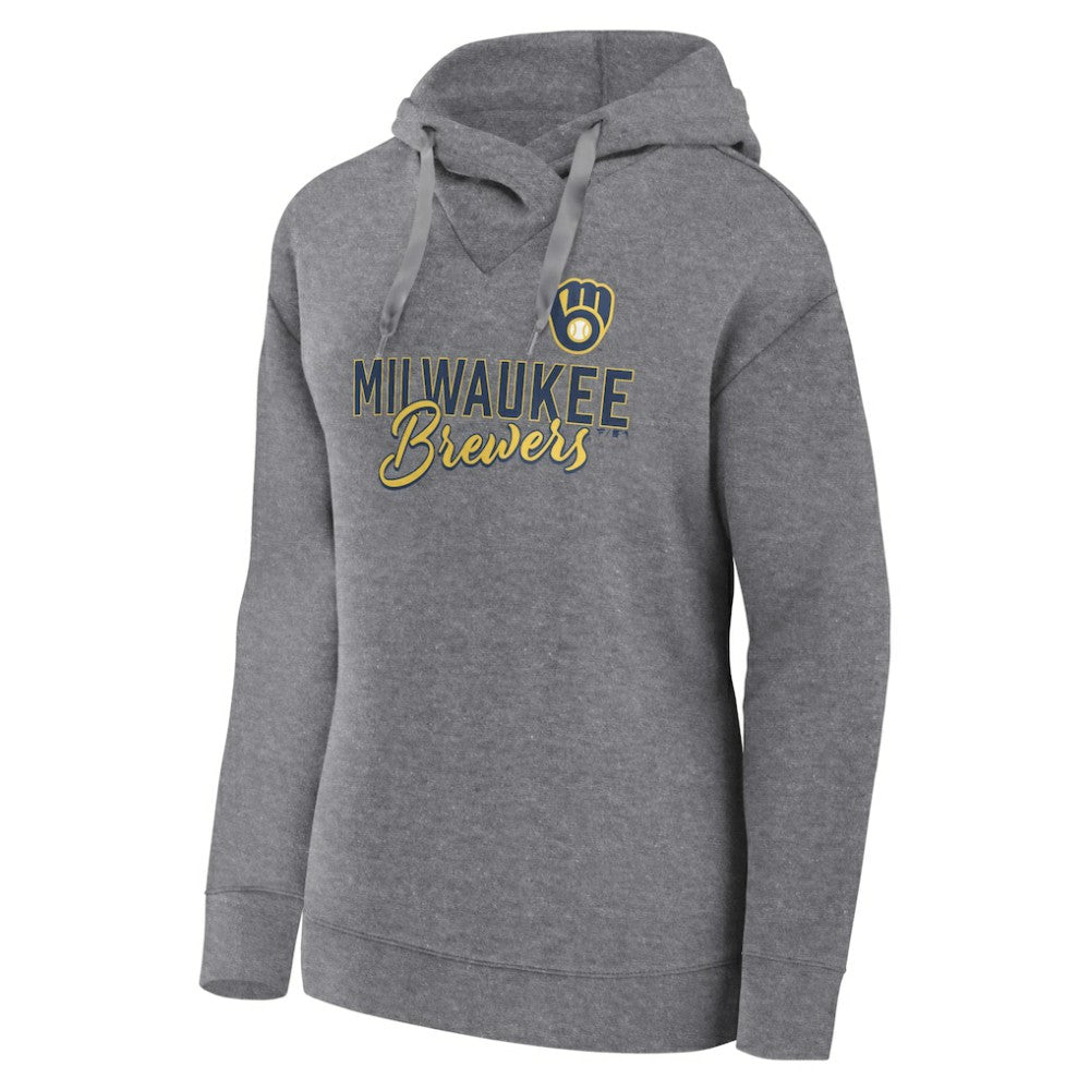 Milwaukee Brewers Fanatics Women's Script Favorite Lightweight Pullover Hoodie - Heather Gray - Fanatics Discount