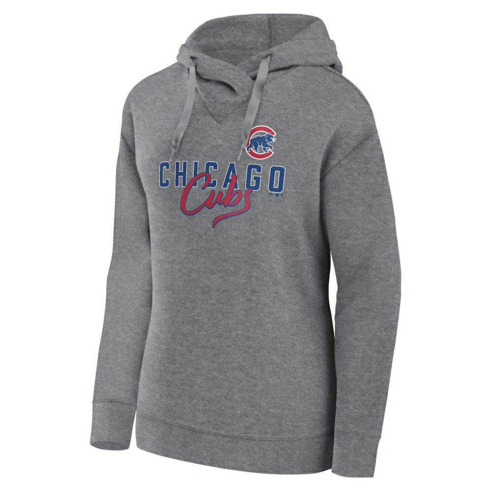 Chicago Cubs Fanatics Women's Script Favorite Lightweight Pullover Hoodie - Heather Gray - Fanatics Lifestyle
