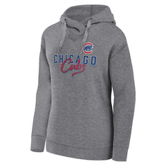 Chicago Cubs Fanatics Women's Script Favorite Lightweight Pullover Hoodie - Heather Gray - Fanatics Lifestyle