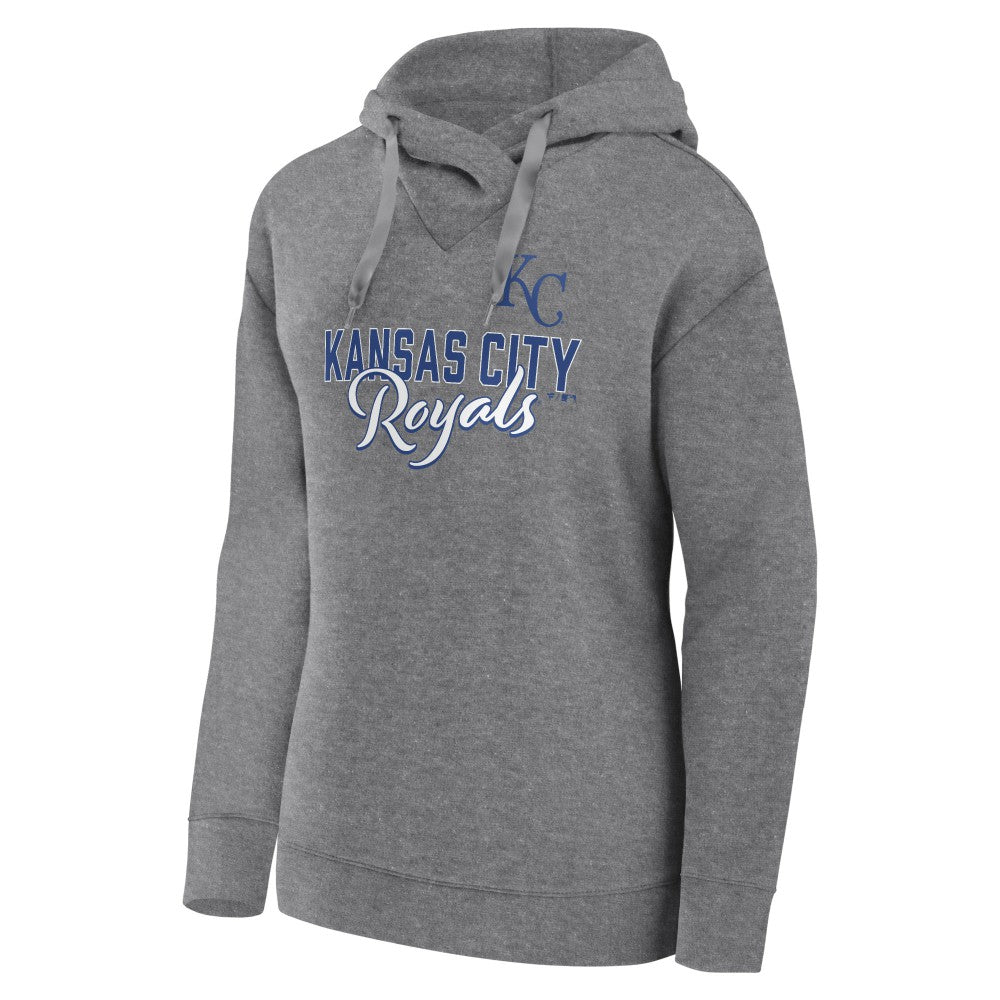 Kansas City Royals Fanatics Women's Script Favorite Lightweight Pullover Hoodie - Heather Gray - Fanatics on Sale