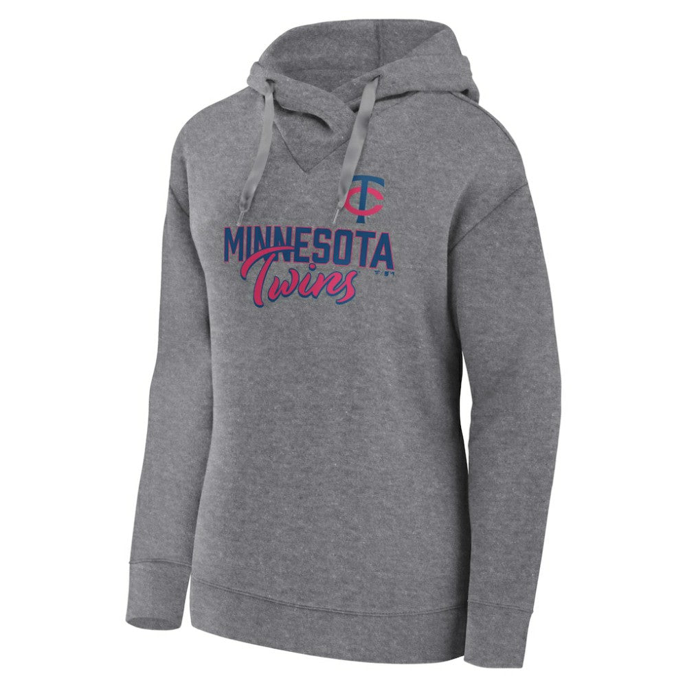 Minnesota Twins Fanatics Women's Script Favorite Lightweight Pullover Hoodie - Heather Gray - Fanatics Discount