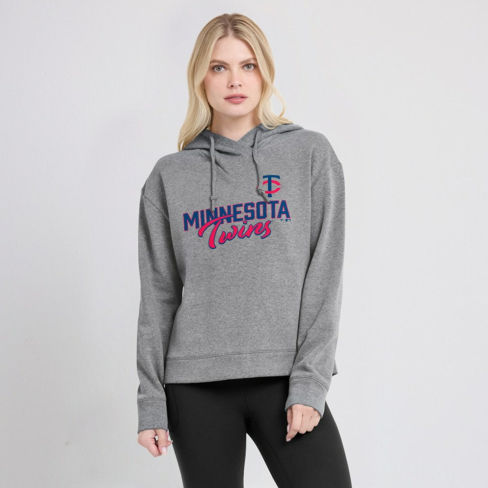 Minnesota Twins Fanatics Women's Script Favorite Lightweight Pullover Hoodie - Heather Gray - Fanatics Discount