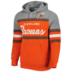Mitchell & Ness Cleveland Browns Head Coach Pullover Hoodie Orange/Heathered Gray