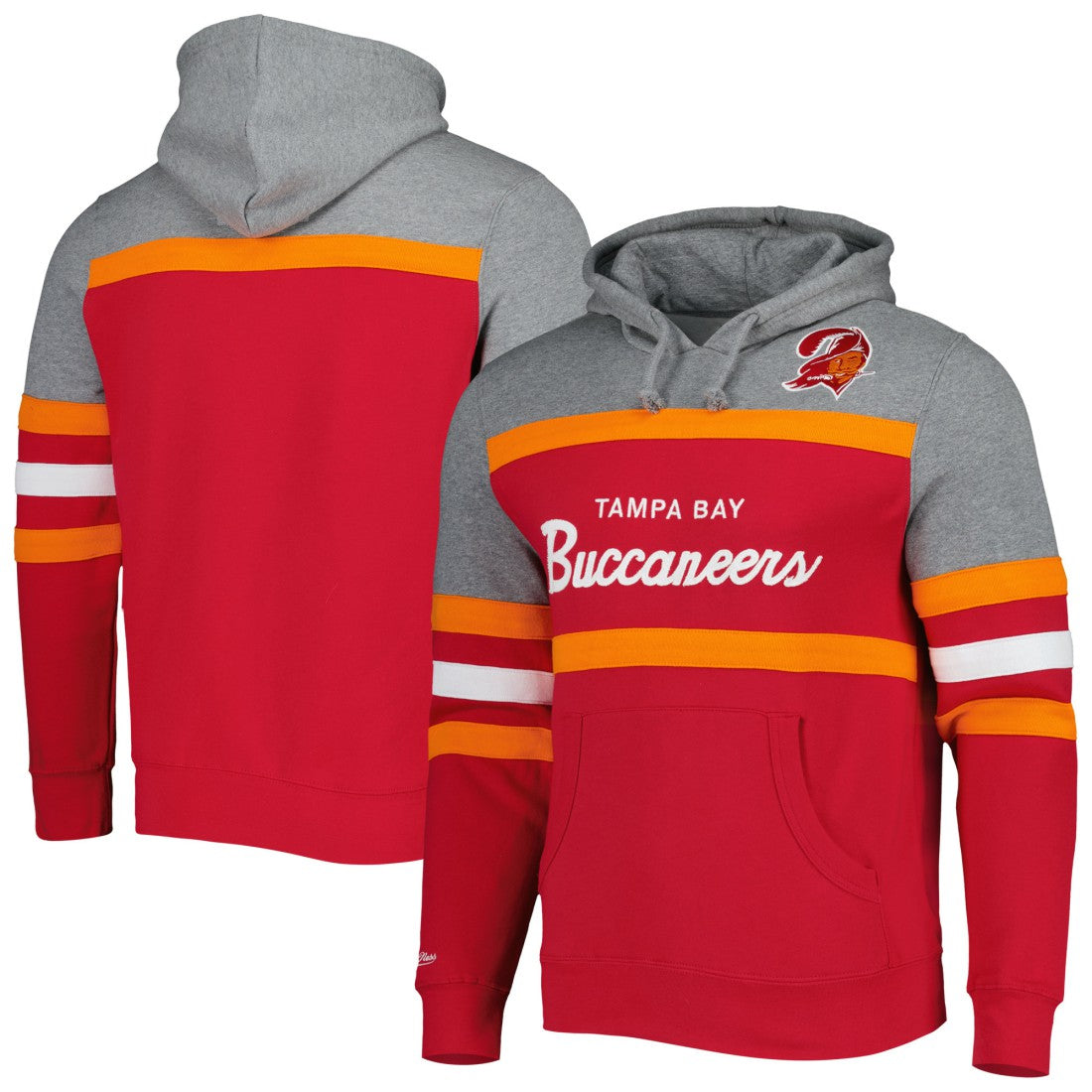 Mitchell & Ness Tampa Bay Buccaneers Head Coach Pullover Hoodie Red/Heathered Gray