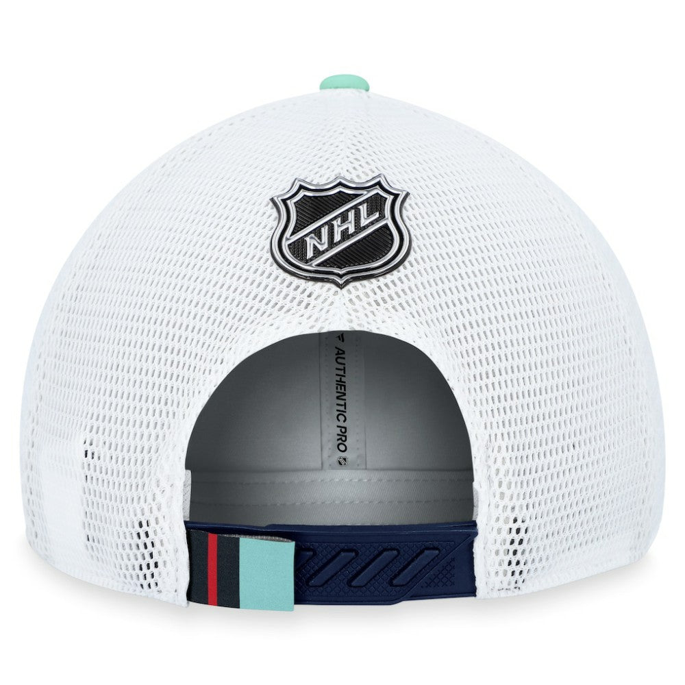 Seattle Kraken Fanatics 2023 NHL Draft On Stage Trucker Adjustable Hat - Deep Sea Blue - NHL 5035801