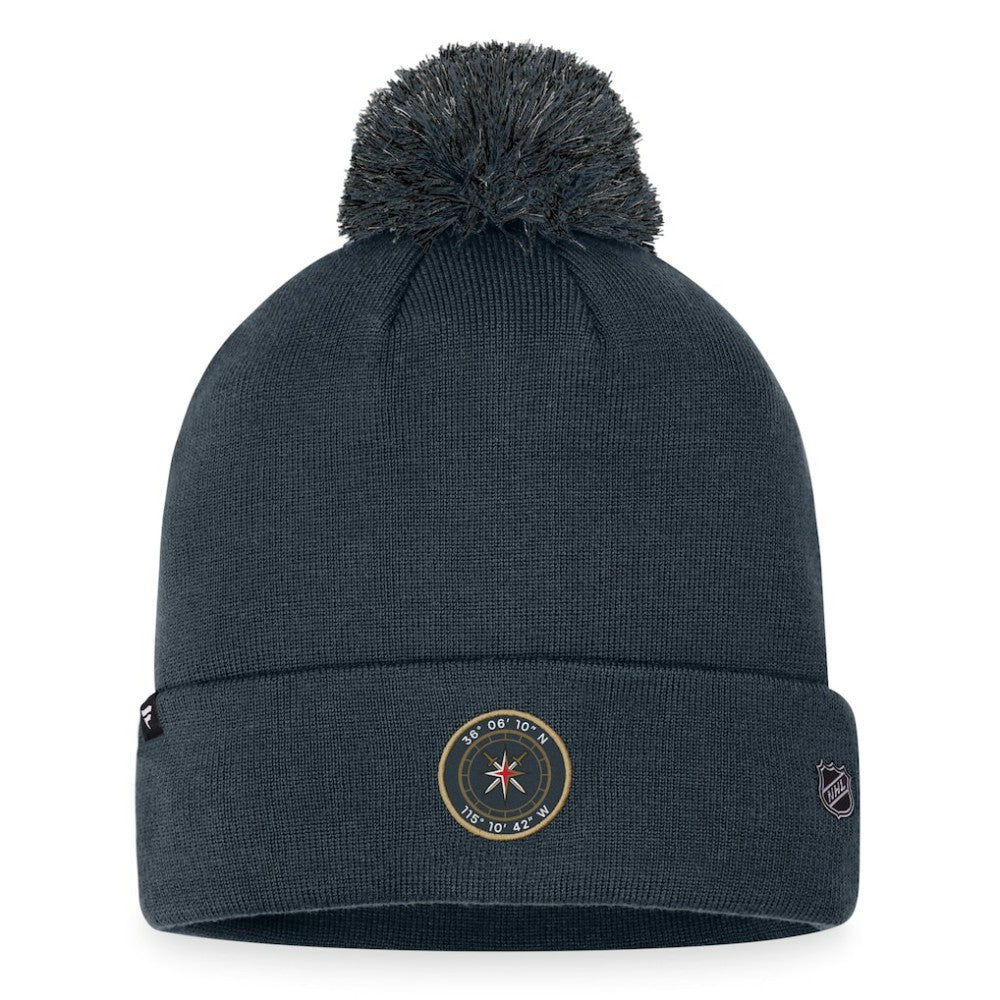 Vegas Golden Knights Fanatics 2023 NHL Draft Cuffed Knit Hat with Pom - Charcoal - NHL 5035878