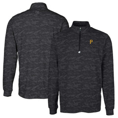 Pittsburgh Pirates Cutter & Buck Big & Tall Traverse Camo Print Stretch Quarter-Zip Pullover Top - Black - MLB Discount