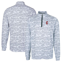 Cleveland Guardians Cutter & Buck Big & Tall Traverse Camo Print Stretch Quarter-Zip Pullover Top - Charcoal - MLB Sale