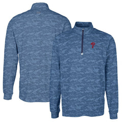 Philadelphia Phillies Cutter & Buck Big & Tall Traverse Camo Print Stretch Quarter-Zip Pullover Top - Navy - MLB Online