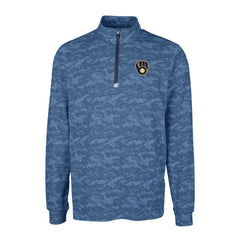 Milwaukee Brewers Cutter & Buck Big & Tall Traverse Camo Print Stretch Quarter-Zip Pullover Top - Navy - MLB Discount