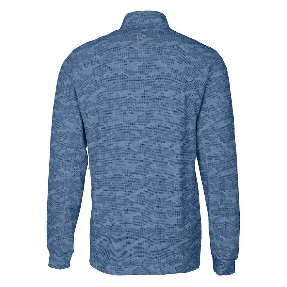 Los Angeles Angels Cutter & Buck Big & Tall Traverse Camo Print Stretch Quarter-Zip Pullover Top - Navy - MLB Lifestyle