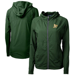 Athletics Cutter & Buck Women's Adapt Eco Knit Hybrid Recycled Full-Zip Hoodie - Hunter Green - MLB Sale