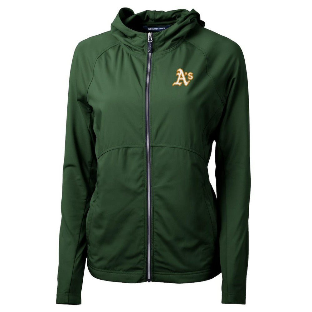 Athletics Cutter & Buck Women's Adapt Eco Knit Hybrid Recycled Full-Zip Hoodie - Hunter Green - MLB Sale