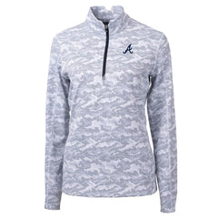 Atlanta Braves Cutter & Buck Women's Traverse Camo Print Stretch Quarter-Zip Pullover Top - Charcoal - MLB Sale