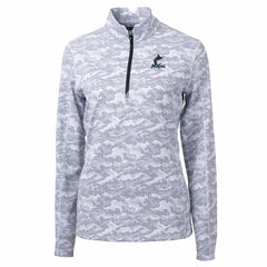 Miami Marlins Cutter & Buck Women's Traverse Camo Print Stretch Quarter-Zip Pullover Top - Charcoal - MLB Discount