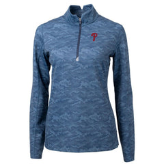 Philadelphia Phillies Cutter & Buck Women's Traverse Camo Print Stretch Quarter-Zip Pullover Top - Navy - MLB Discount