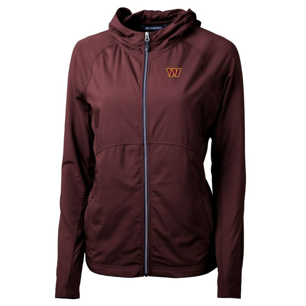 Washington Commanders Cutter & Buck Women's Adapt Eco Knit Hybrid Recycled Full-Zip Hoodie Burgundy