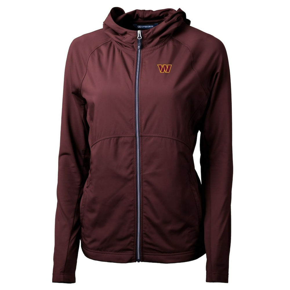 Washington Commanders Cutter & Buck Women's Adapt Eco Knit Hybrid Recycled Full-Zip Hoodie Burgundy
