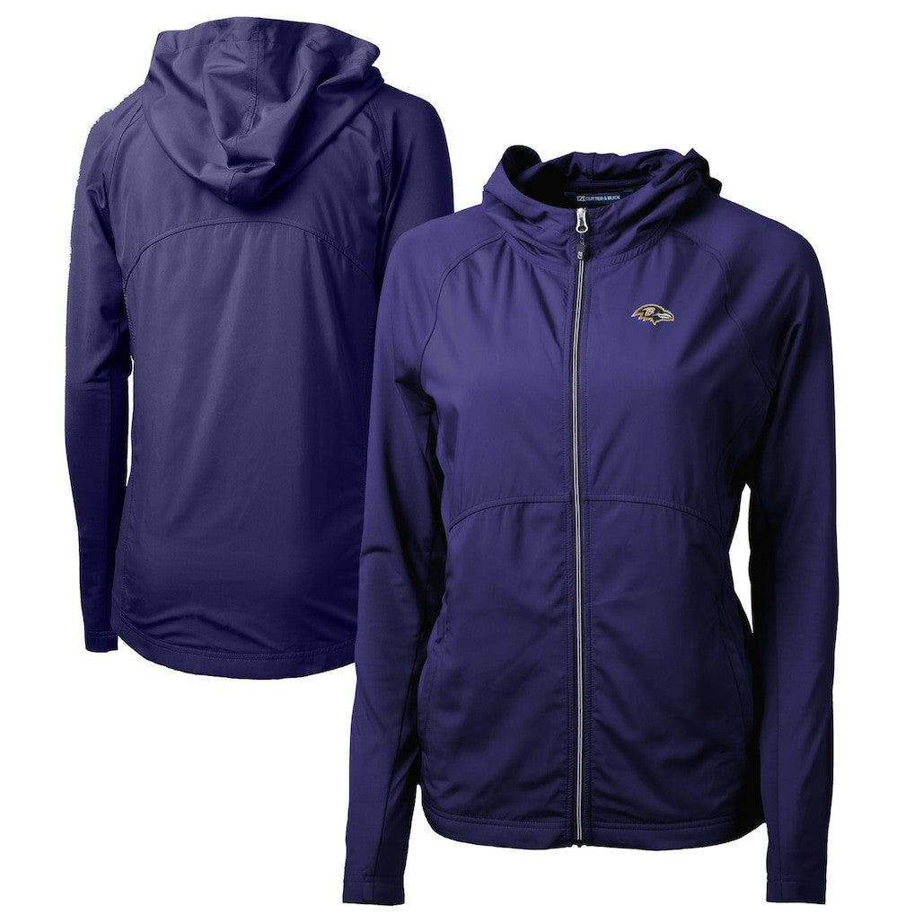 Baltimore Ravens Cutter & Buck Women's Adapt Eco Knit Hybrid Recycled Full-Zip Hoodie Purple