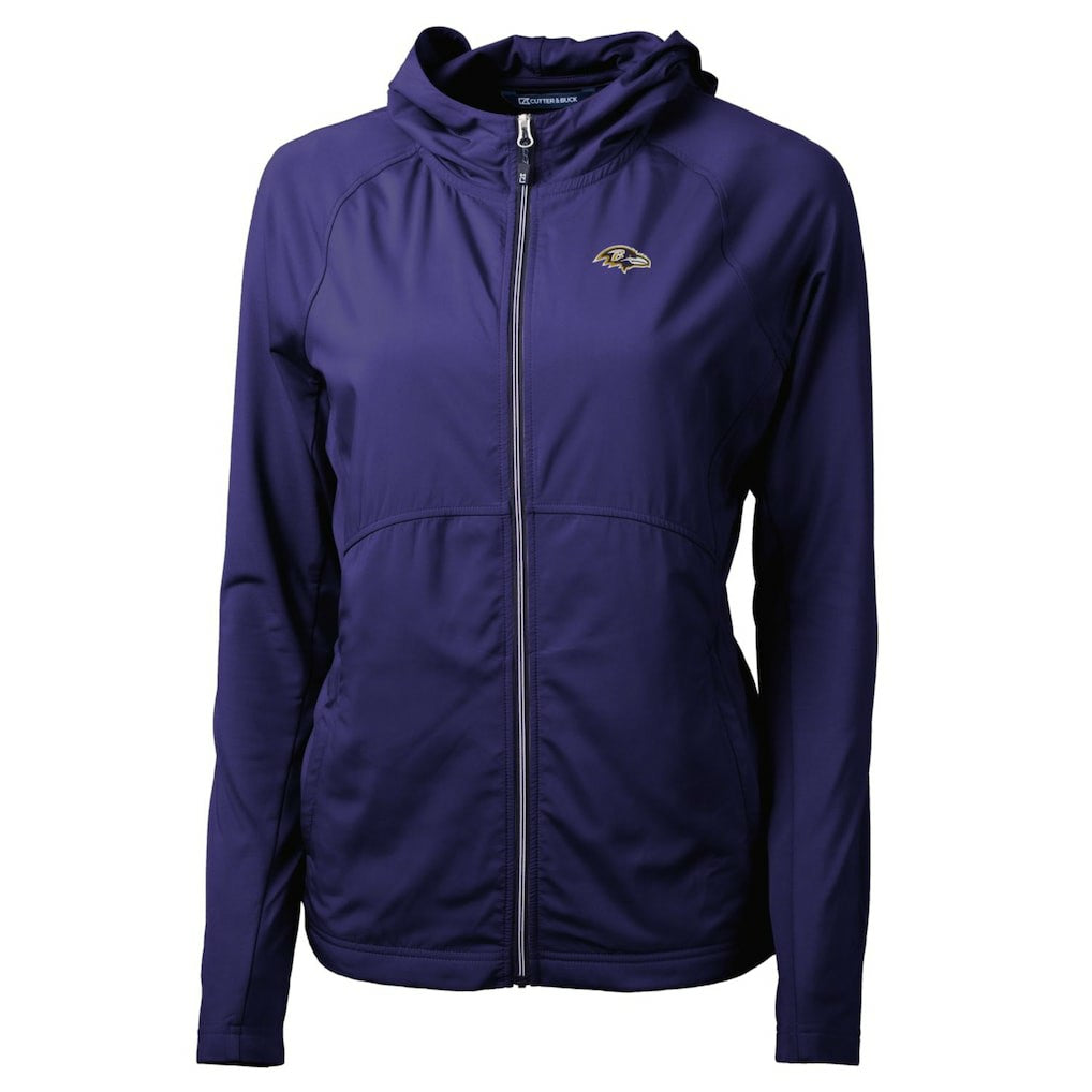 Baltimore Ravens Cutter & Buck Women's Adapt Eco Knit Hybrid Recycled Full-Zip Hoodie Purple