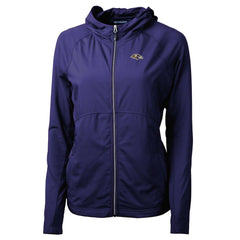 Baltimore Ravens Cutter & Buck Women's Adapt Eco Knit Hybrid Recycled Full-Zip Hoodie Purple