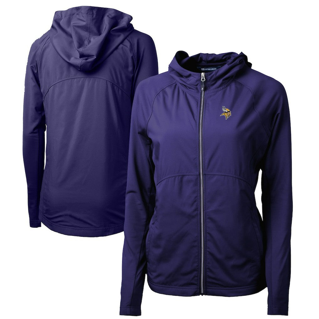 Minnesota Vikings Cutter & Buck Women's Adapt Eco Knit Hybrid Recycled Full-Zip Hoodie Purple