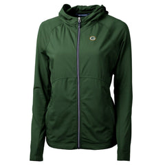 Green Bay Packers Cutter & Buck Women's Adapt Eco Knit Hybrid Recycled Full-Zip Hoodie Hunter Green