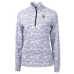 Minnesota Vikings Cutter & Buck Women's Traverse Camo Print Stretch Quarter-Zip Pullover Top Charcoal