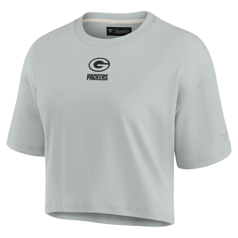 Fanatics Green Bay Packers Women's Elements Super Soft Boxy Cropped T-Shirt Gray