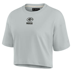 Fanatics Green Bay Packers Women's Elements Super Soft Boxy Cropped T-Shirt Gray