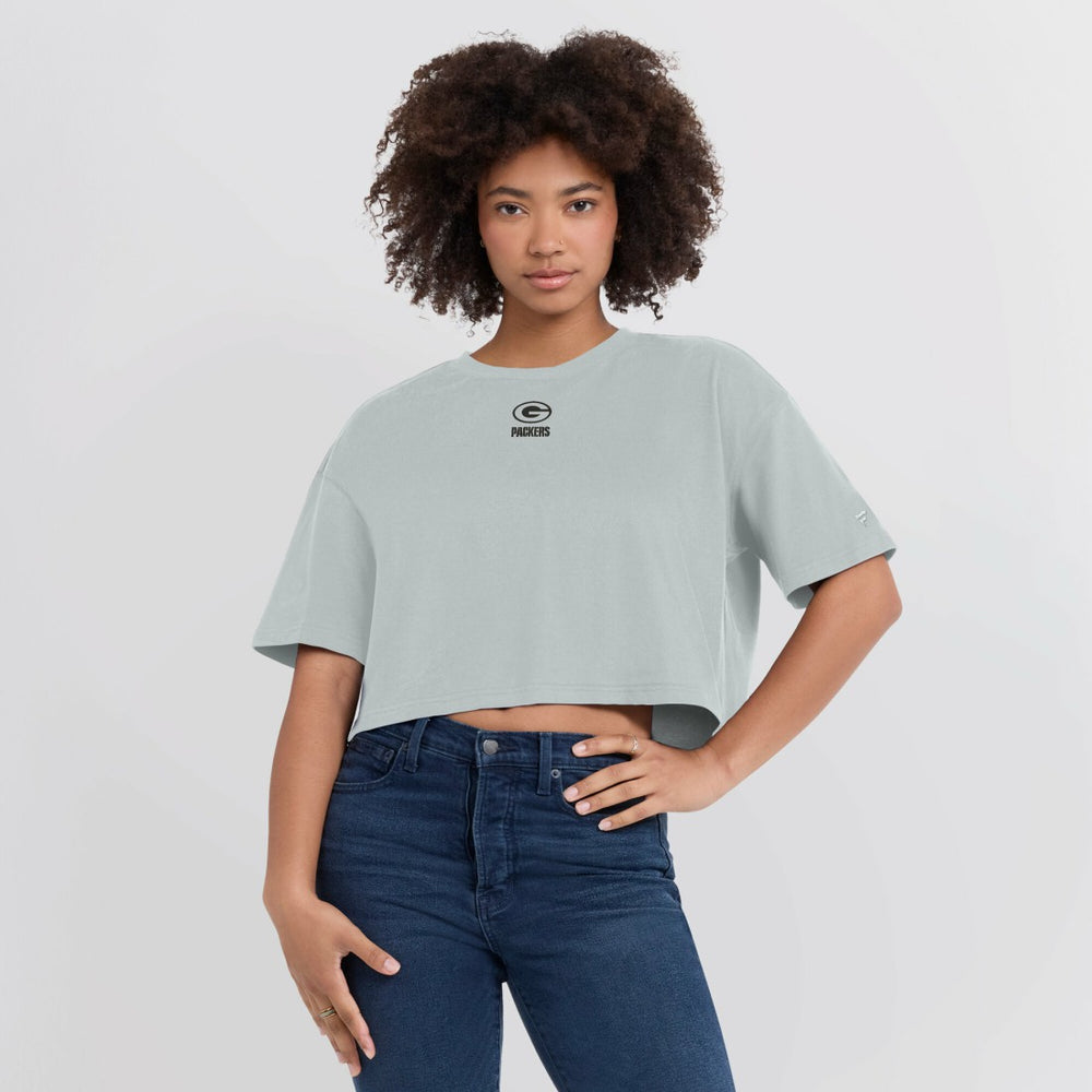 Fanatics Green Bay Packers Women's Elements Super Soft Boxy Cropped T-Shirt Gray