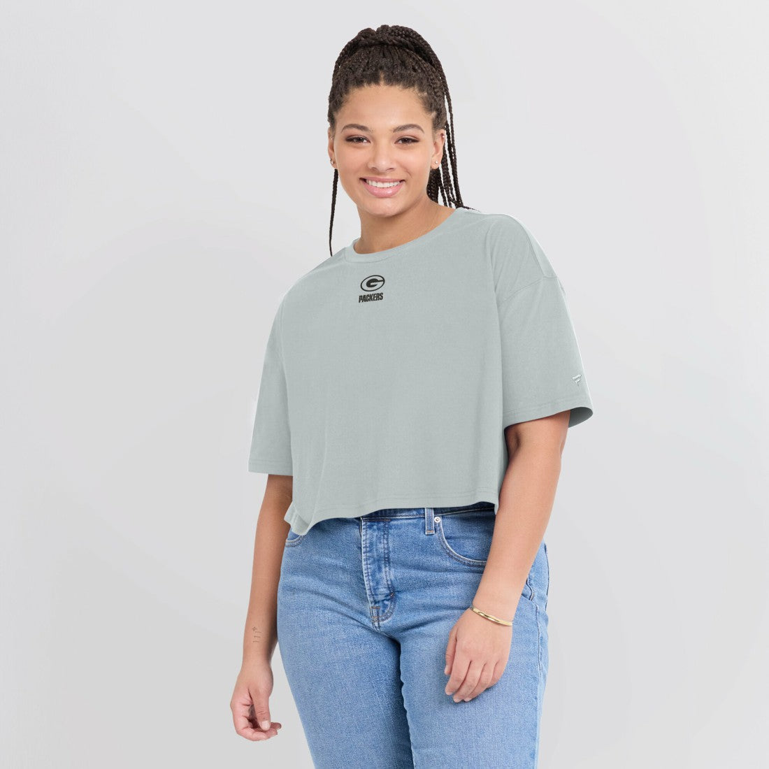 Fanatics Green Bay Packers Women's Elements Super Soft Boxy Cropped T-Shirt Gray