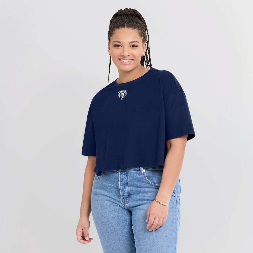 Fanatics Chicago Bears Women's Elements Super Soft Boxy Cropped T-Shirt Navy